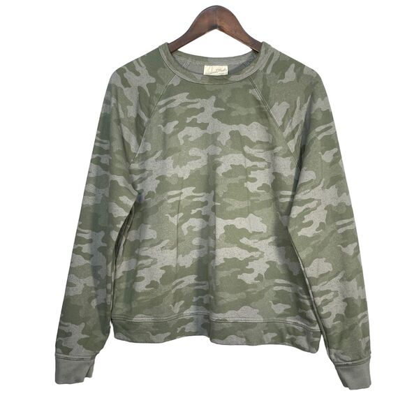 Universal Thread Green Cropped Sweater Women‎ Size L Camo Crew Neck Long Sleeve - Picture 1 of 10
